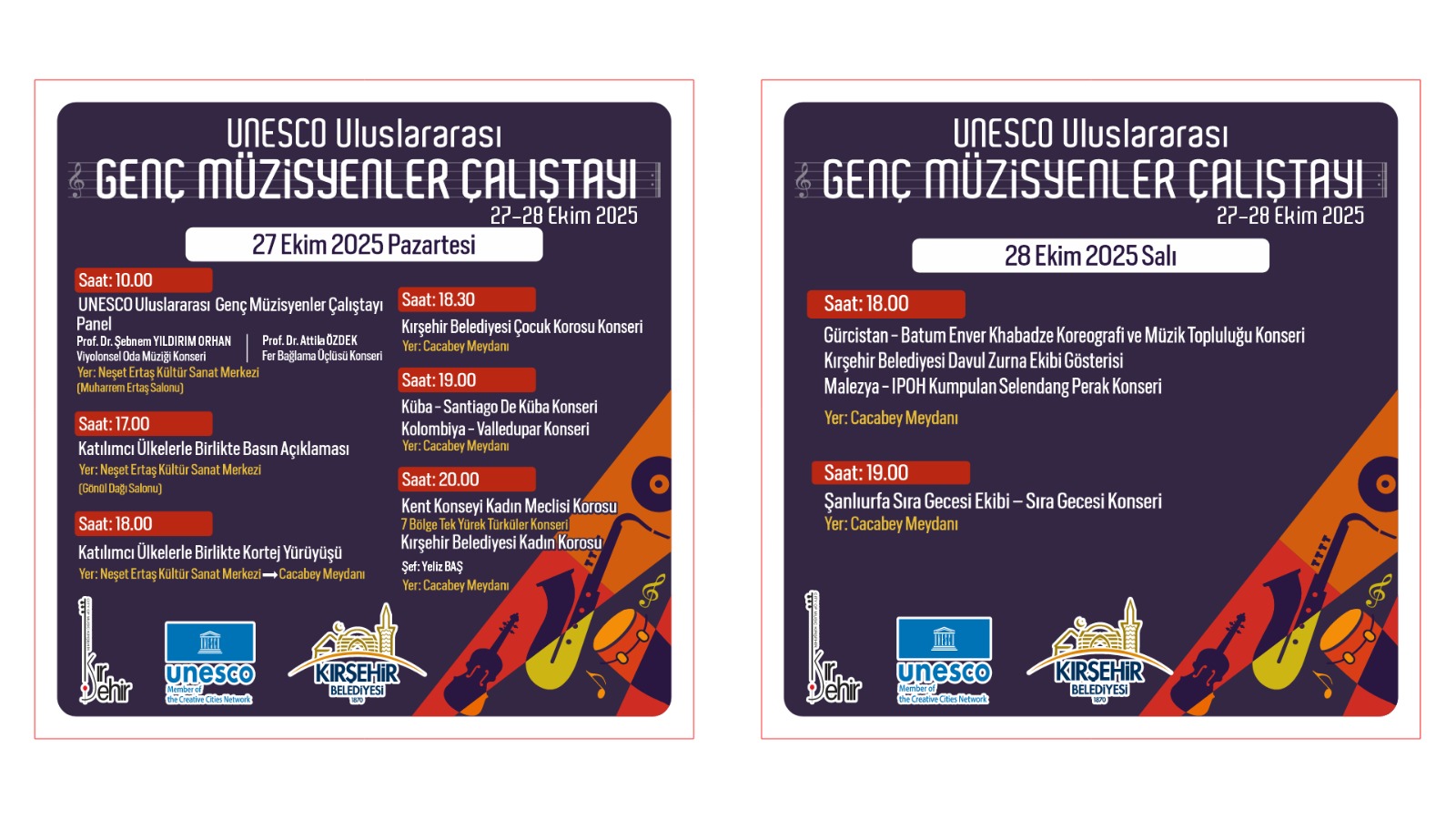 29 EKİM CUMHURİYET BAYRAMI HAFTASI ETKİNLİKLERİ "UNESCO ULUSLARARASI GENÇ MÜZİSYENLER ÇALIŞTAYI"