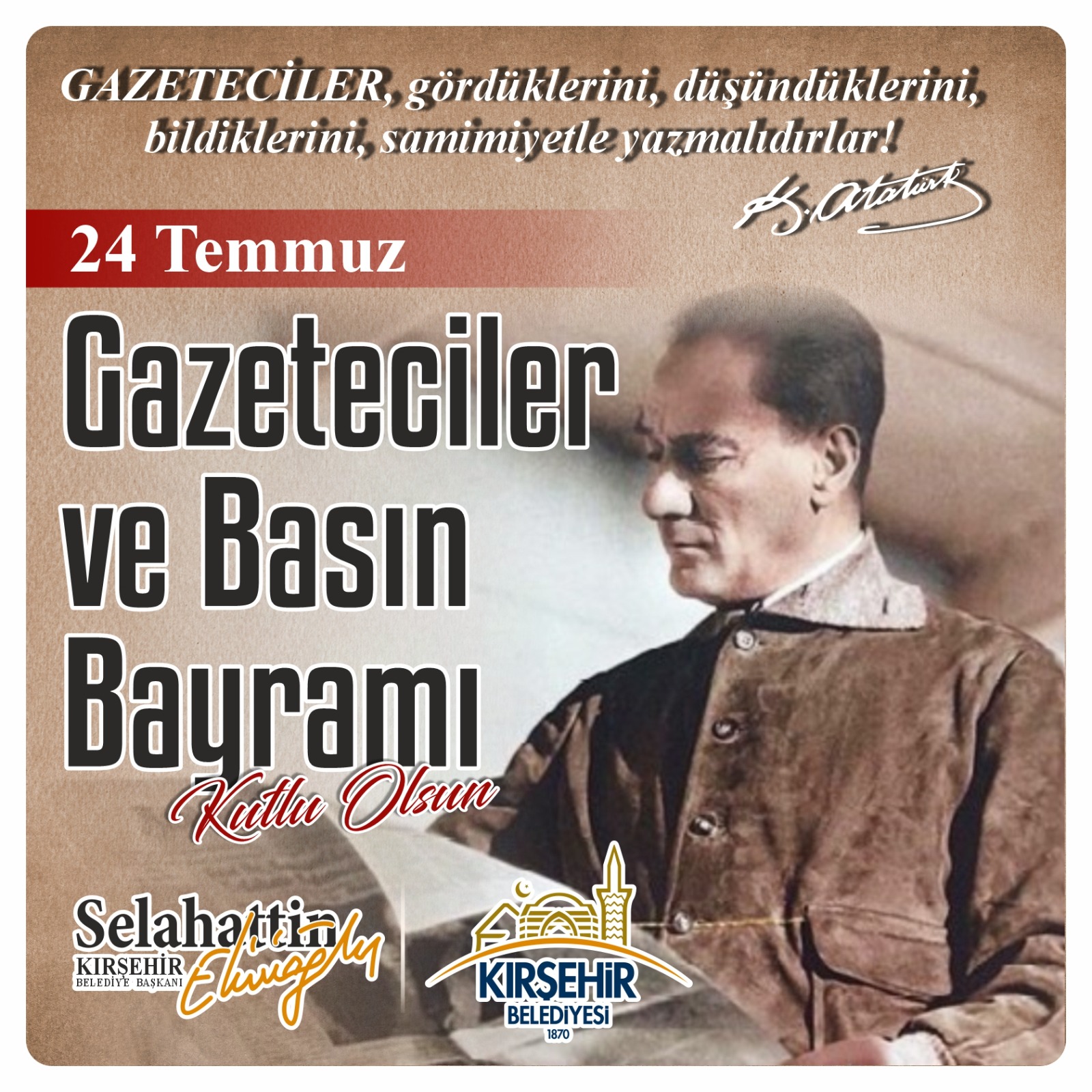 BAŞKANIMIZ EKİCİOĞLU, GAZETECİLER VE BASIN BAYRAMI MESAJI YAYINLADI