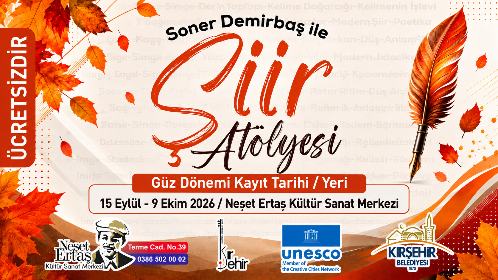 KIRŞEHİR BELEDİYESİ ŞİİR ATÖLYESİ 2026 GÜZ DÖNEMİ KAYITLARI BAŞLADI