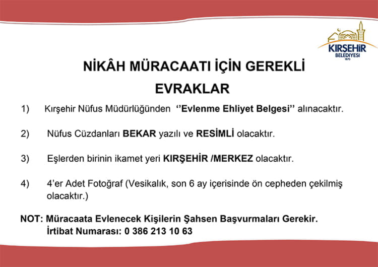 nikah islemleri kirsehir belediyesi